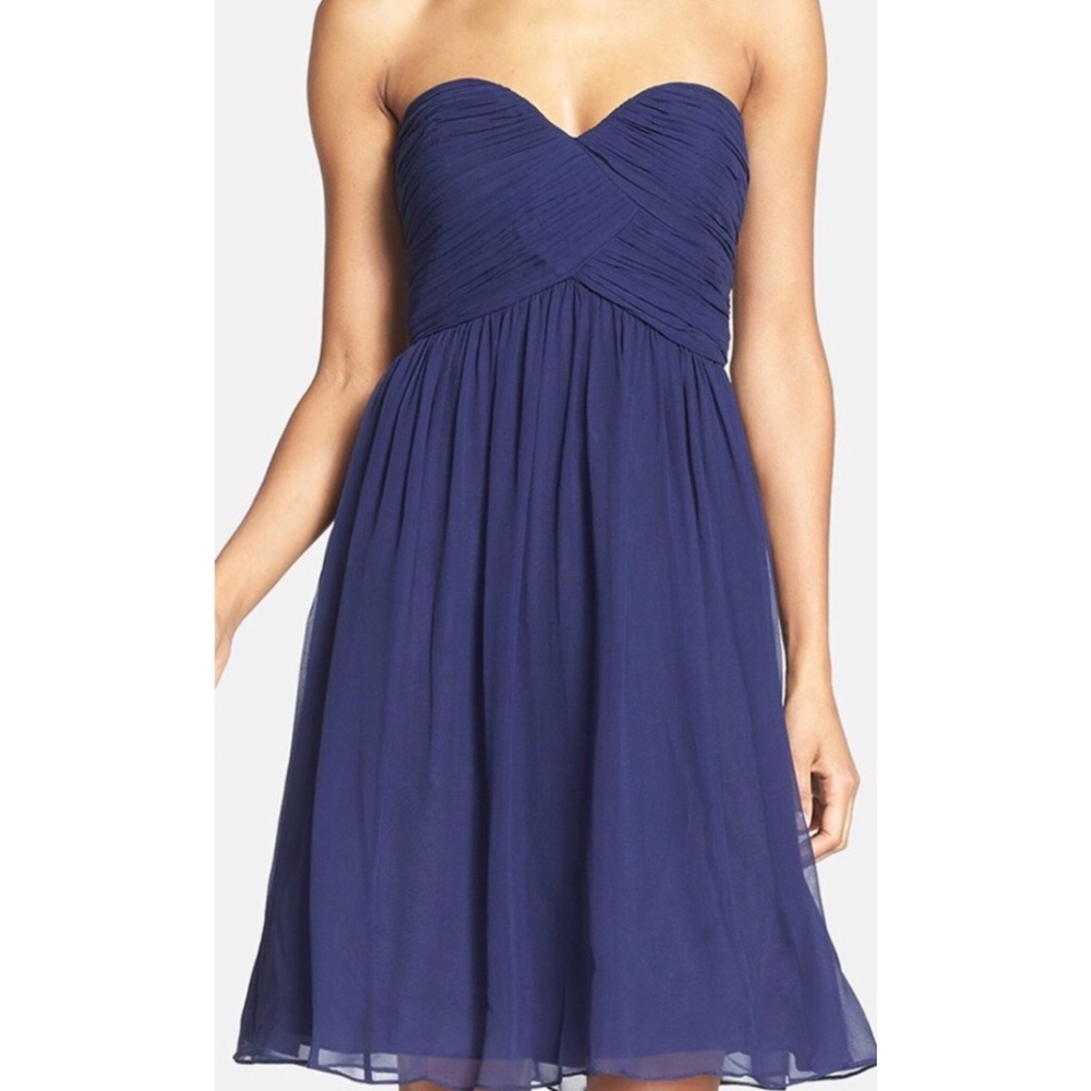 Donna Morgan Sweetheart Strapless Chiffon Dress
